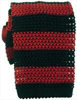 Striped Black/Red Silk Knitted Tie by
