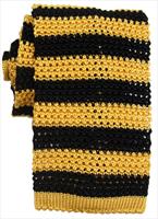 Striped Yellow/Black Silk Knitted Tie by