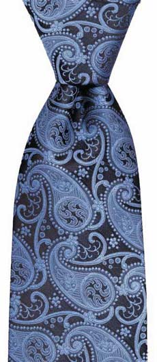 Tonal Blue Large Paisley Silk Tie by