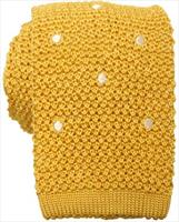Yellow/White Spotted Silk Knitted Tie by