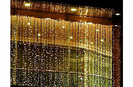 KK-LIGHT  4M x 3M 400 LED Indoor Outdoor LED Curtain Light for Party Christmas Hotel Festival Curtain Light with 8 Controllable Modes IP44 Rated- Warm White