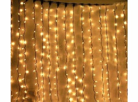 KK-LIGHT KKgud 3M x 3M 300 LED Indoor Outdoor LED Curtain Light for Party Christmas Hotel Festival Curtain Light with 8 Controllable Modes IP44 Rated- Warm White