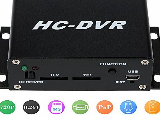 KKmoon  1CH channel H.264 720P/VGA/QVGA CCTV Surveillance HDMI Mini DVR Digital Video Recorder with Dual TF Card Slot Remote Control Audio Record Plug and Play for Security Analog Camera