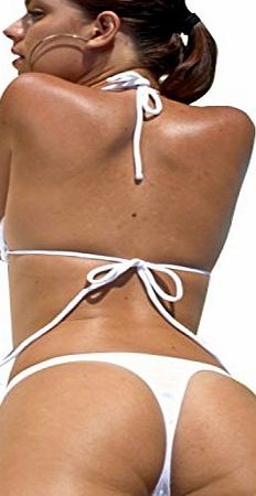 KKompany Womens Brazilian Bikini Thong Bottom G-String Tanga Swimsuit Separates White UK8 (Small)