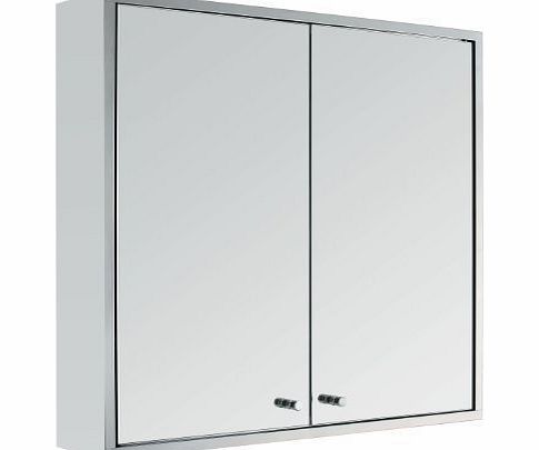 KMS FoxHunter Double Door Stainless Steel Wall Mount Mirror Bathroom Cabinet Storage Cupboard With Shelf