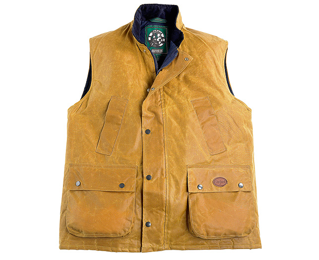 Men` Waxed Gilet - Gold - Small (38 inch chest)