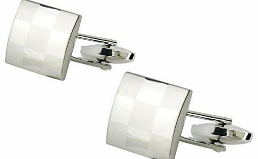 TM) Delux Laser Engraved Checker Cufflinks (1 Pair,Silver) With Keyring