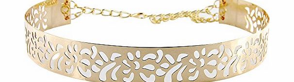 Kobwa TM) Fashion Gold Vintage Metal Wide Skinny High Waist Belt Lady Dress Decoration with Kobwas Keyring