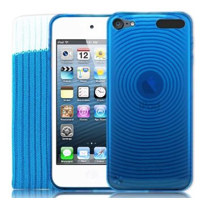 5G Touch Blue Silicone Protective Armour Case + Sock Cover & Screen Protector Kit for New Apple iPod Touch 5th Generation - 32GB 64GB