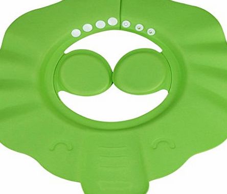 Koly Adjustable Baby Kids Shampoo Bath Bathing Shower Cap Hat Wash Hair Shield (Green)