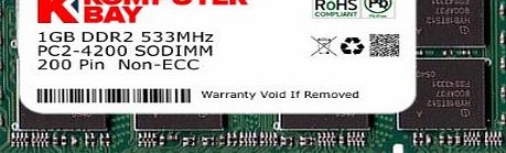 Komputerbay 1GB DDR2 533MHz PC2-4200 PC2-4300 DDR2 533 (200 PIN) SODIMM Laptop Memory