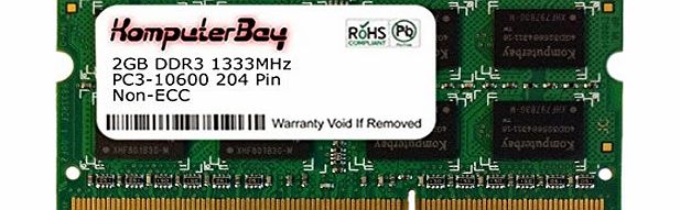 Komputerbay 2GB DDR3 PC3-10600 LAPTOP Memory Module (204-pin SODIMM, 1333MHz) Genuine Komputerbay Brand