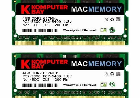 MACMEMORY Apple 8GB (2x 4GB) PC2-5300 667MHz DDR2 SODIMM for iMac and Macbook Memory