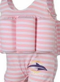 Konfi-store Baby amp; Child Float Suit, adjustable buoyancy swimwear - Pink Stripe - 1-2 yrs