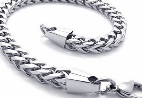 KONOV  Jewellery Mens Stainless Steel Box Bracelet, Colour Silver, Length 9 inch (with Gift Bag)