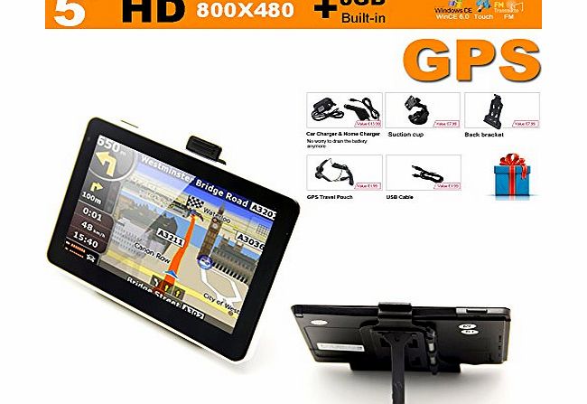 5 inch Car GPS SAT NAV Navigation System Speedcam Touchscreen Multimedia Player 8GB with UK and Europe Maps Installed