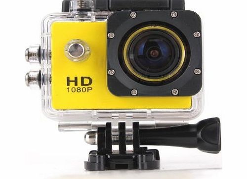 Sports Camcorder, Kool(TM) Yellow Underwater Waterproof Camera, Sports Action Bicycle Helmet Car DVR Recorder 12MP HD 1080P Wide-Angle Lens [Comparable to GoPro] + Variety of Stands/Mounts/Casing for 