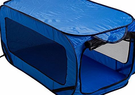 Koopman International PET DOG KENNEL CAT BED HOUSE POP UP FOLDING TRAVEL FOLDABLE CAMPING TENT CAGE (BLUE 428134)