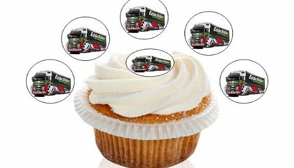 24 Small Pre Cut Eddie Stobart Truck Edible Premium Disc Wafer Cupcake Decorations Toppers - by Kreative Cakes