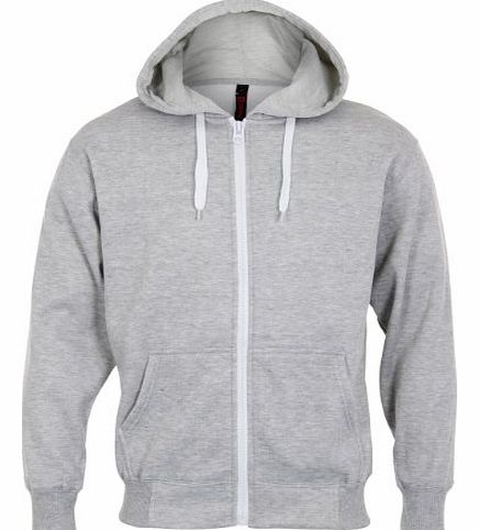 Krisp Mens Zip Up Plain Tracksuit Hoody Hoodie Hooded Top Jacket Sweatshirt Sport (Grey,XL)