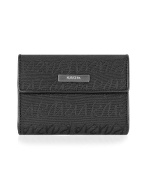 Krizia Women` Black Signature Canvas and Leather Small ID Wallet