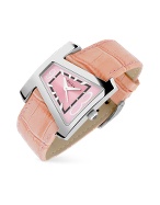 Krizia Women` Pink Croco-Stamped Leather Band Watch