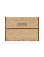 Krizia Women` Sand Signature Canvas and Leather Small ID Wallet