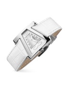 Krizia Women` White Croco-Stamped Leather Band Watch