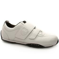 Male Borel Two Strap Leather Upper Fashion Trainers in White and Black