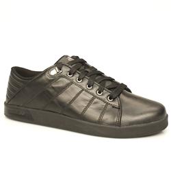 Male Crestwood Leather Upper Fashion Trainers in Black, White and Navy