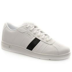 Male Davock T Leather Upper Fashion Trainers in White and Black