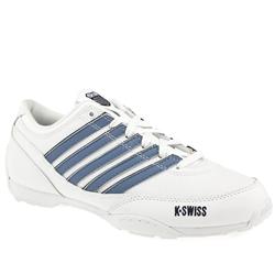 Male Hyslo Leather Upper Fashion Trainers in White and Blue