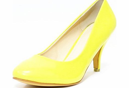 KTC Ladies Womens Mid Heel Court Shoe / Office / Formal Shoes - Yellow - UK Size 8