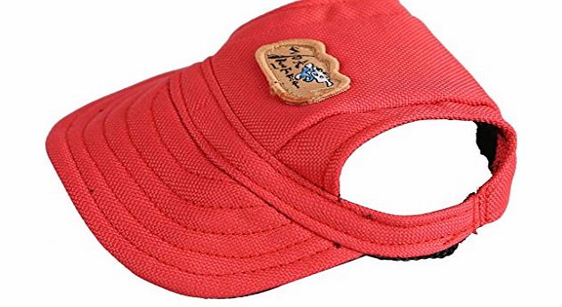 Kung Fu Dog Fashion Solid Red Canvas Pet Dog Cat Sports Baseball Hat Sun Cap with Ear Holes Only for Small Dogs