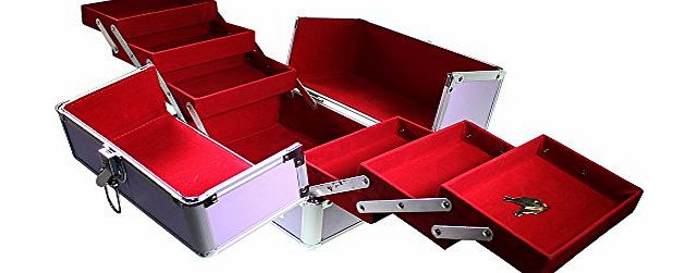 Large Purple Beauty Make Up Vanity Jewellery Box Case With 6 Folding Compartments by Kurtzy TM