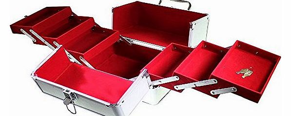 Kurtzy Large Silver Beauty Make Up Vanity Jewellery Box Case With 6 Folding Compartments by Kurtzy TM