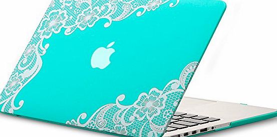 Kuzy - Retina 13-inch Lace TEAL HOT BLUE Rubberized Hard Case for MacBook Pro 13.3`` with Retina Display A1502 / A1425 (NEWEST VERSION) Shell Cover - Lace TEAL