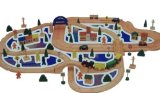 Kyosho 110 pce Wooden Road and Rail set with vehicles and buildings