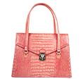 Pink Croco-style Leather Double Gusset Briefcase