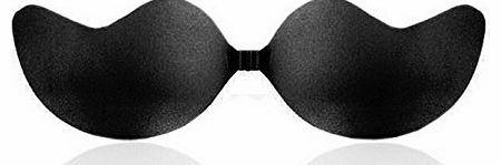 Silicone Adhesive Stick On Push Up Gel Strapless Invisible Bra Backless (A, Black)