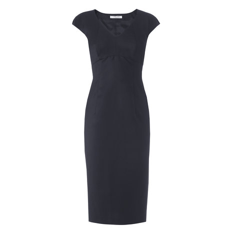 Gianna Wool V-Neck Fitted Dress Colour Navy