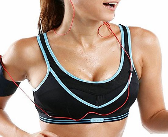 Womens Level 3 Racer Back Wirefree Ultimate Gym Active Sports Bra Blue 36 C