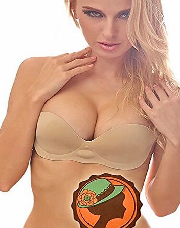 La Isla  Womens Strapless Invisible Self-Adhesive Backless Pump Air Pad Push Up Bra Beige Cup: B