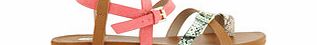 La Strada Pink and tan suede-effect sandals