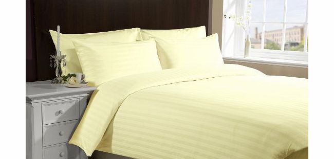Lacasa Bedding 300 TC Egyptian cotton Duvet Cover Italian Finish Stripe (UK King , Yellow )