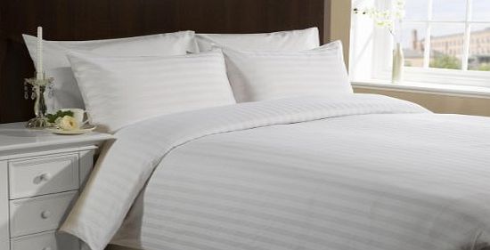 Lacasa Bedding 300 TC Egyptian cotton Duvet Set Italian Finish Stripe ( Euro Double IKEA , White )