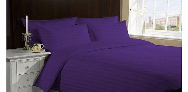 Lacasa Bedding 300 TC Egyptian cotton Duvet Set Italian Finish Stripe ( UK Super King , Purple )