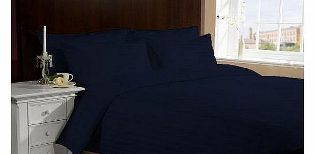 Lacasa Bedding 300 TC Egyptian cotton Sheet Set Italian Finish Stripe (UK Double , Navy Blue )