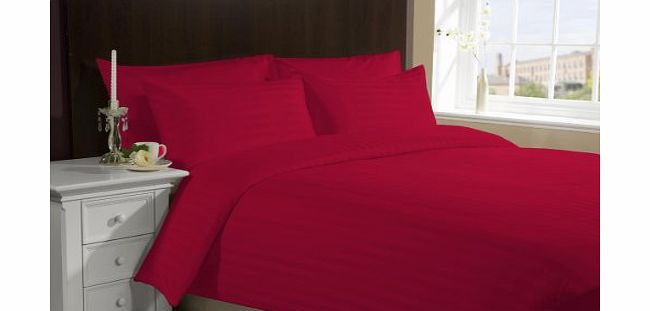Lacasa Bedding 400 TC Egyptian cotton Duvet Cover Italian Finish Stripe (UK Double , Brick Red )