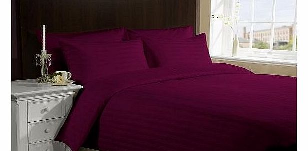 Lacasa Bedding 400 TC Egyptian cotton Duvet Cover Italian Finish Stripe (UK King , Wine )